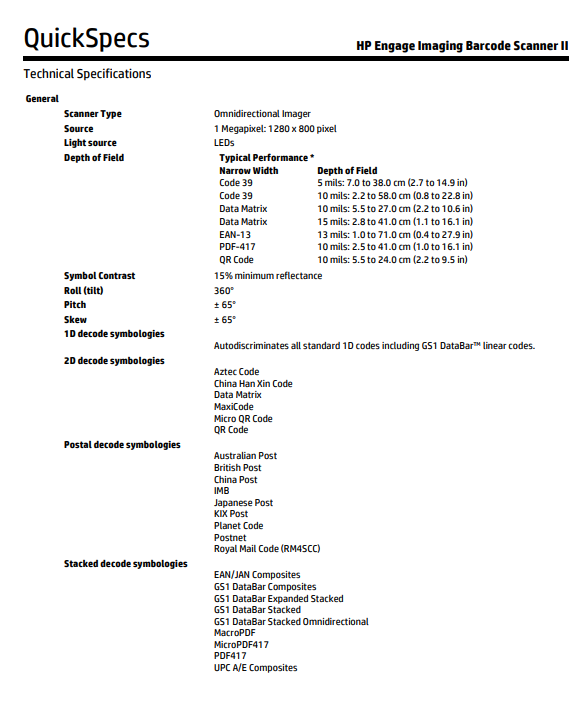 باركود سكنر HP4430